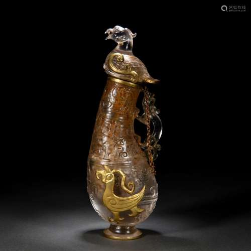 A Chinese Carved Rock Crystal Jar with Cover