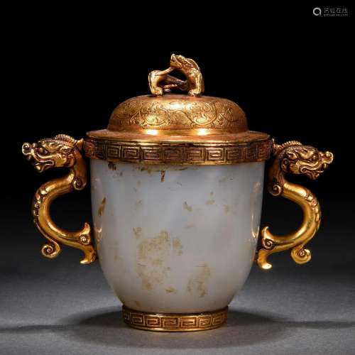 A Chinese Bronze-gilt Mounted Agate Jar with Cover