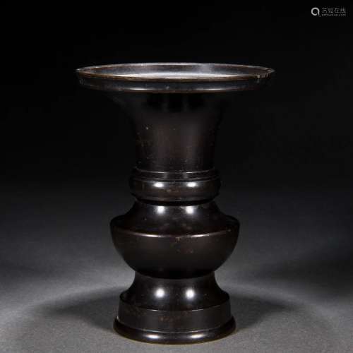 A Chinese Bronze Beaker Vase Gu