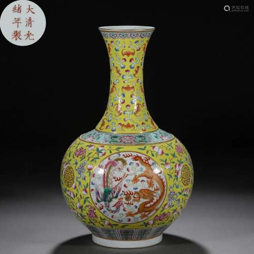 A Chinese Famille Rose and Gilt Dragon and Phoenix Decorativ...