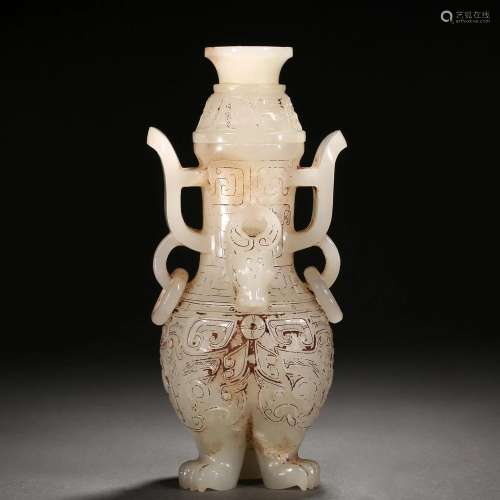 A Chinese Carved Jade Beast Vase