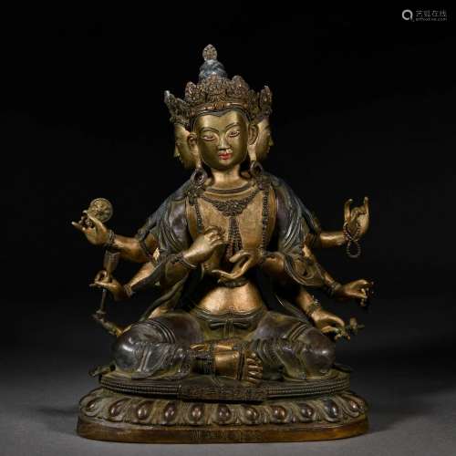 A Tibeto-Chinese Bronze-gilt Figure of Vajradhatu