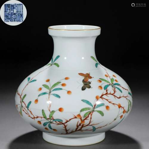 A Chinese Famille Rose Florette and Butterflies Jar