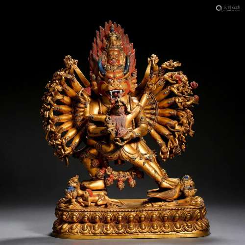 A Tibetan Bronze-gilt Figure of Yamantaka