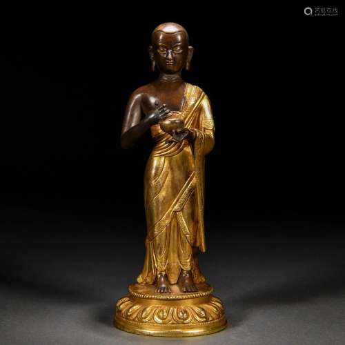 A Chinese Bronze-gilt Figure of Master