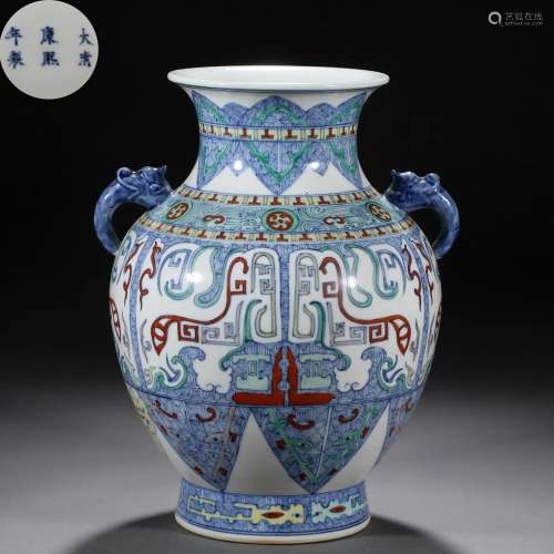 A Chinese Archic Doucai Glaze Zun Vase