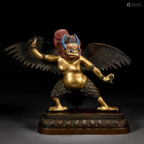 A Tibetan Bronze-gilt Figure of Garuda