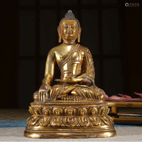 銅鎏金釋迦牟尼佛坐像