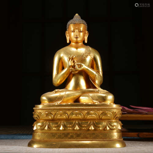 蒙古造銅鎏金釋迦牟尼佛坐像