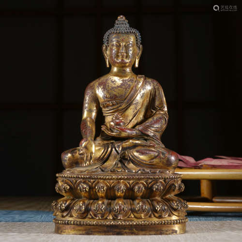 銅鎏金藥師佛坐像