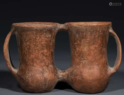 中國古代 連體 陶杯