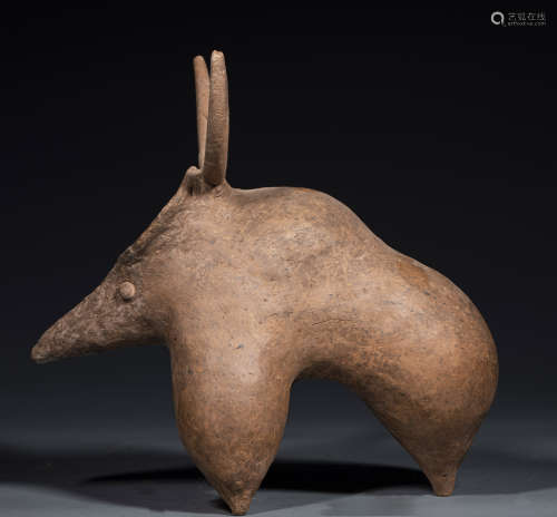 中國古代 三足牛形 陶器