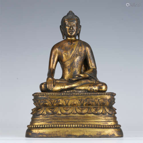 銅泥金釋迦牟尼佛坐像