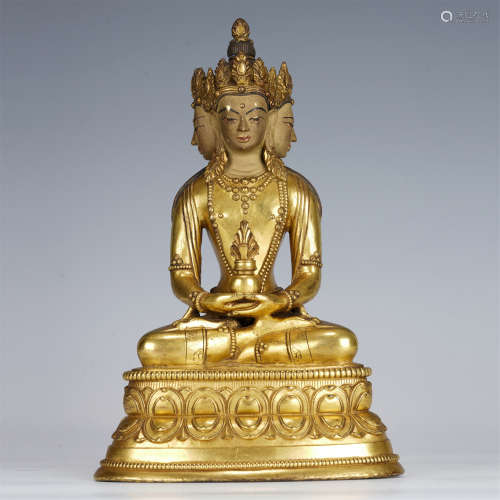 蒙古造銅鎏金無量壽佛坐像