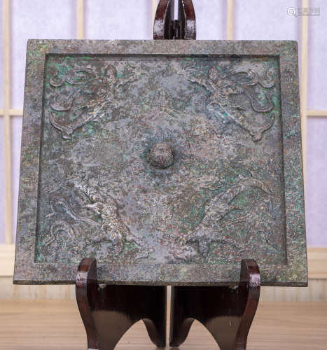 中國古代 飛天 方銅鏡