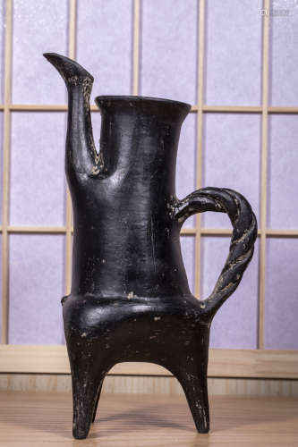 中國古代 三足 長嘴 絞柄 陶壺