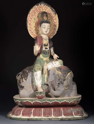 中國古代 畫彩 普賢坐像