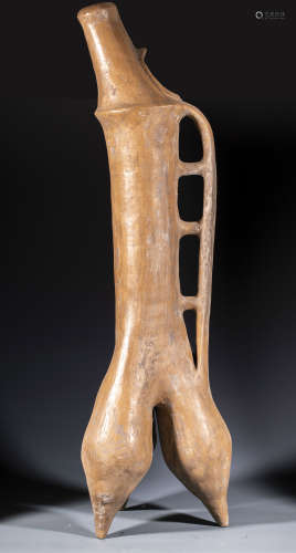 中國古代 三足 長頸 陶器
