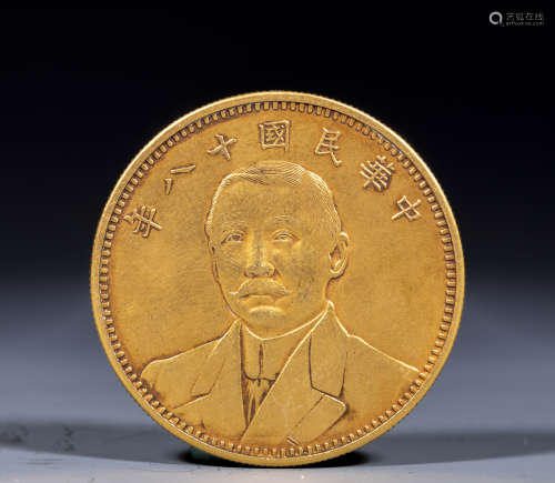 中華民國 十八年 肖像 錢幣一枚