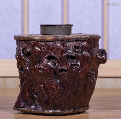 清代 紅木 包銅 茶葉罐