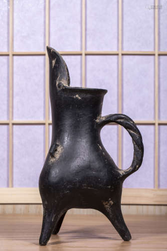 中國古代 三足 絞柄 陶器