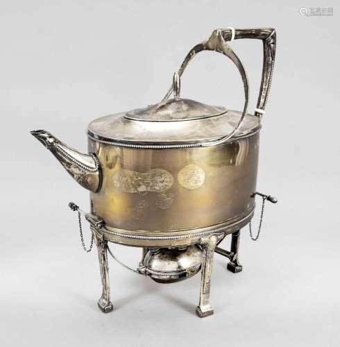 Tea kettle on rechaud, 20th century,