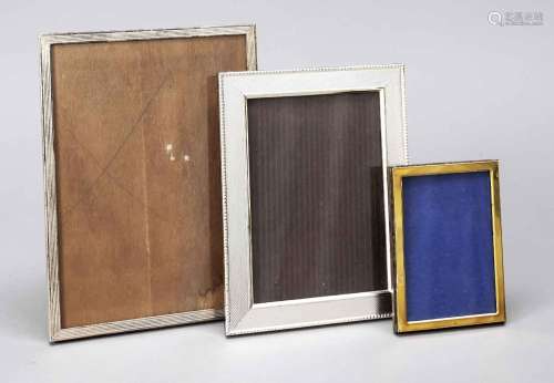 Three rectangular photo stand frames