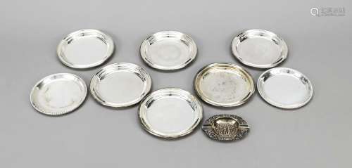 Group of nine pieces, 20th century,
