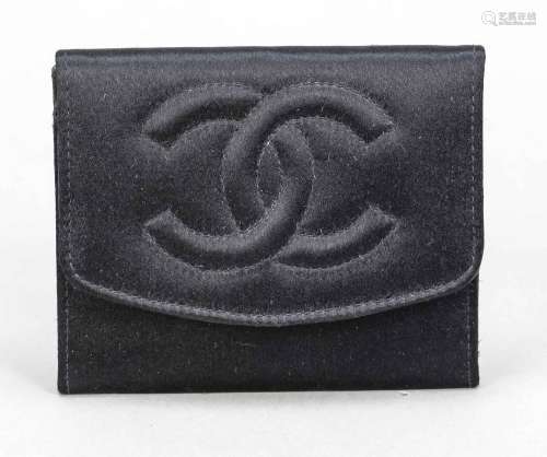 Chanel, small wallet, black satin wi