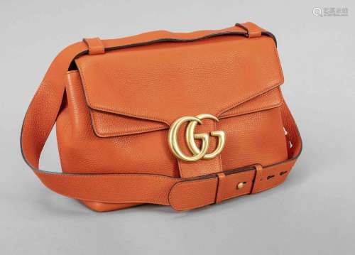 Gucci, Orange Pebbled Leather Marmon