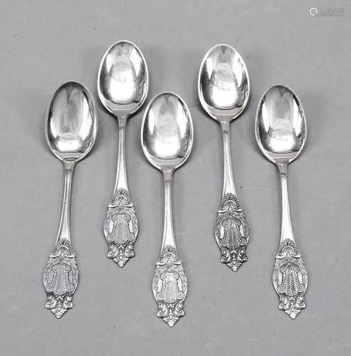 Five mocha spoons, probably Norway,