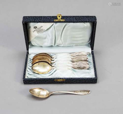 Six coffee spoons, German, 20th cent