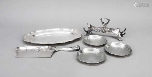 Group of six pieces, around 1900, WM