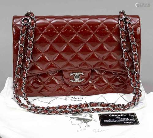 Chanel, Dark Red Quilted Vernis Leat