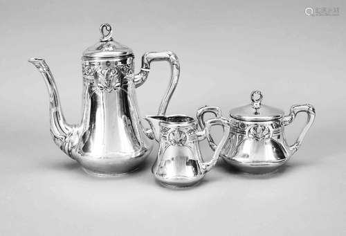 Three-piece Art Nouveau coffee centr