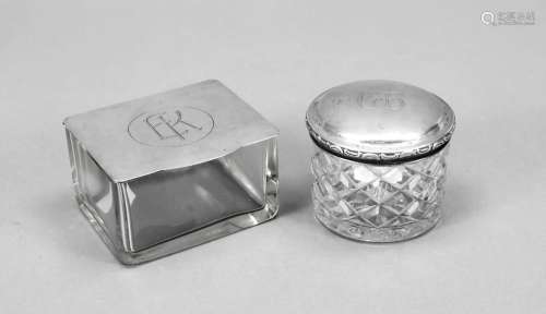 Two jars with silver lids, German, 1