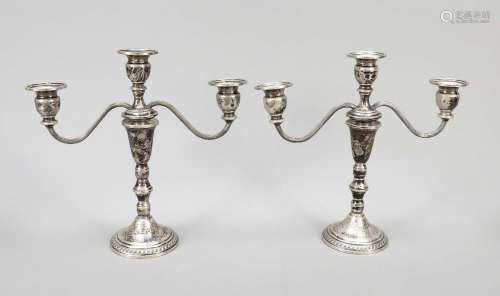 Pair of three-flame candlesticks, US