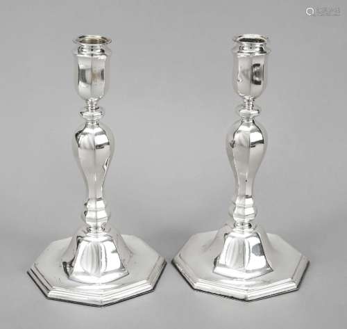 Pair of large candlesticks, German,