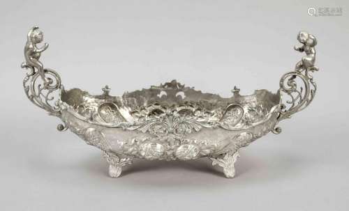 Jardiniere, c. 1900, plated, on 4 fe