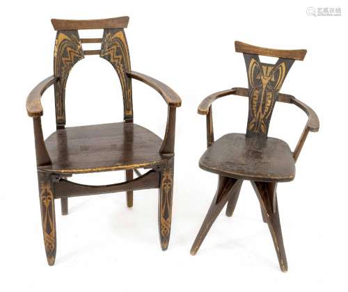 Two Art Nouveau armchairs c. 1900, s