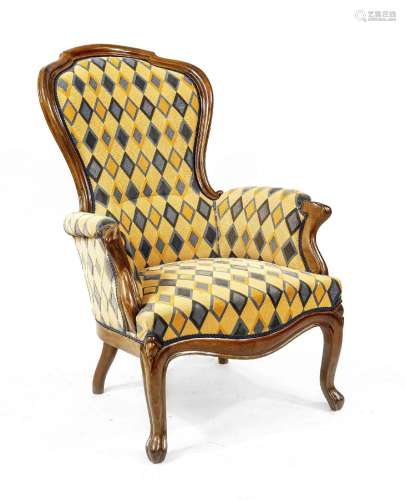 Armchair c. 1860, solid mahogany, cu