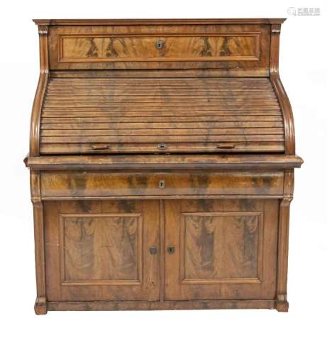 Rollbureau c. 1860, solid mahogany a