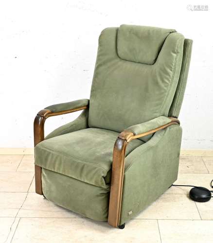 Relax armchair, walnut, green cover,