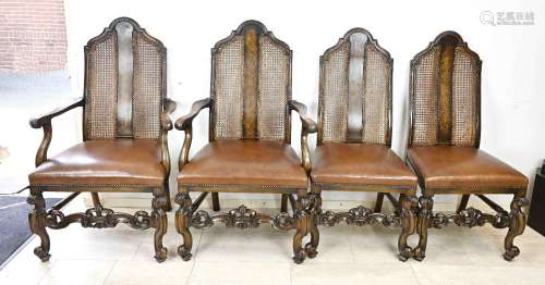 4 chairs in baroque style, two of th
