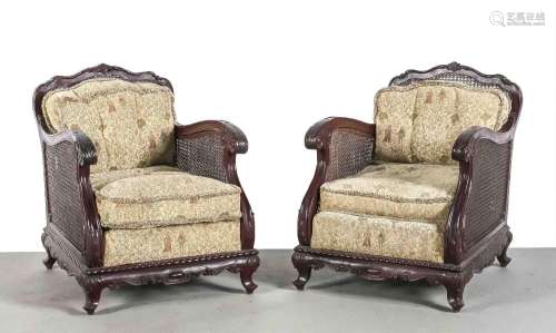 Pair of armchairs, solid mahogany, N