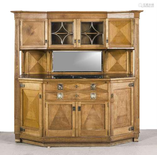 Buffet, solid oak and veneered, Art