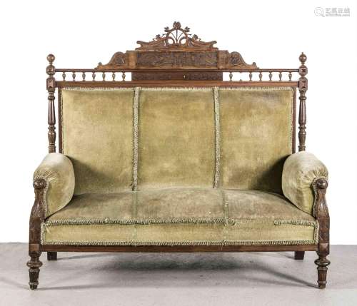 Sofa, solid mahogany and veneered, A