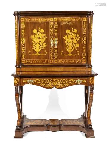 Decoratively inlaid writing cabinet