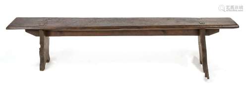 Long bench, 19th century, solid oak,