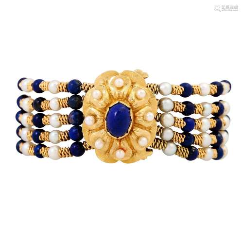 Armband mit Perlen und Lapislazuli,